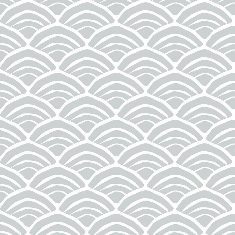 RoomMates by York RMK12100RL Coastal Scallop Peel & Stick Wallpaper in Grey, White
