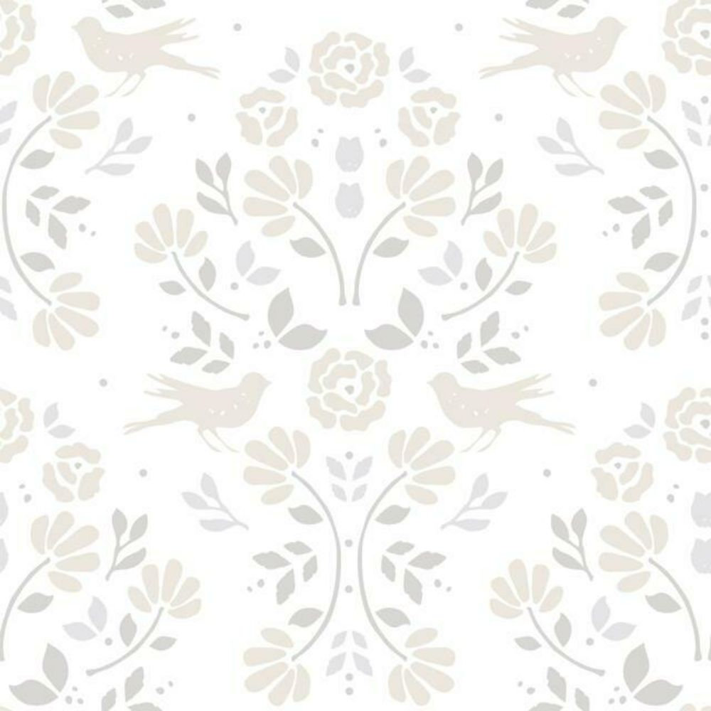 RoomMates by York RMK12149RL Rose Lindo Woodland Peel & Stick Wallpaper in Beige And Grey