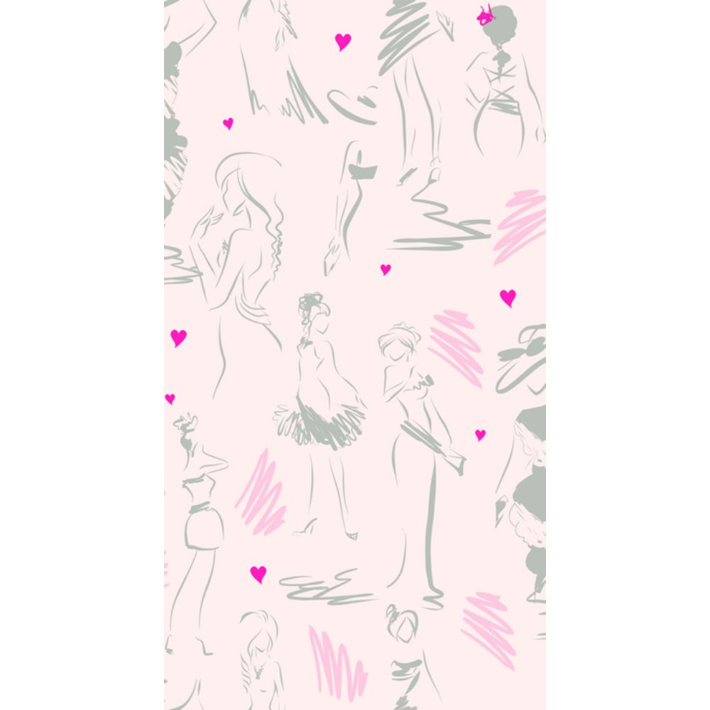 RoomMates by York RMK12151RL RoomMates Glamour Peel & Stick Wallpaper in Pink, Grey