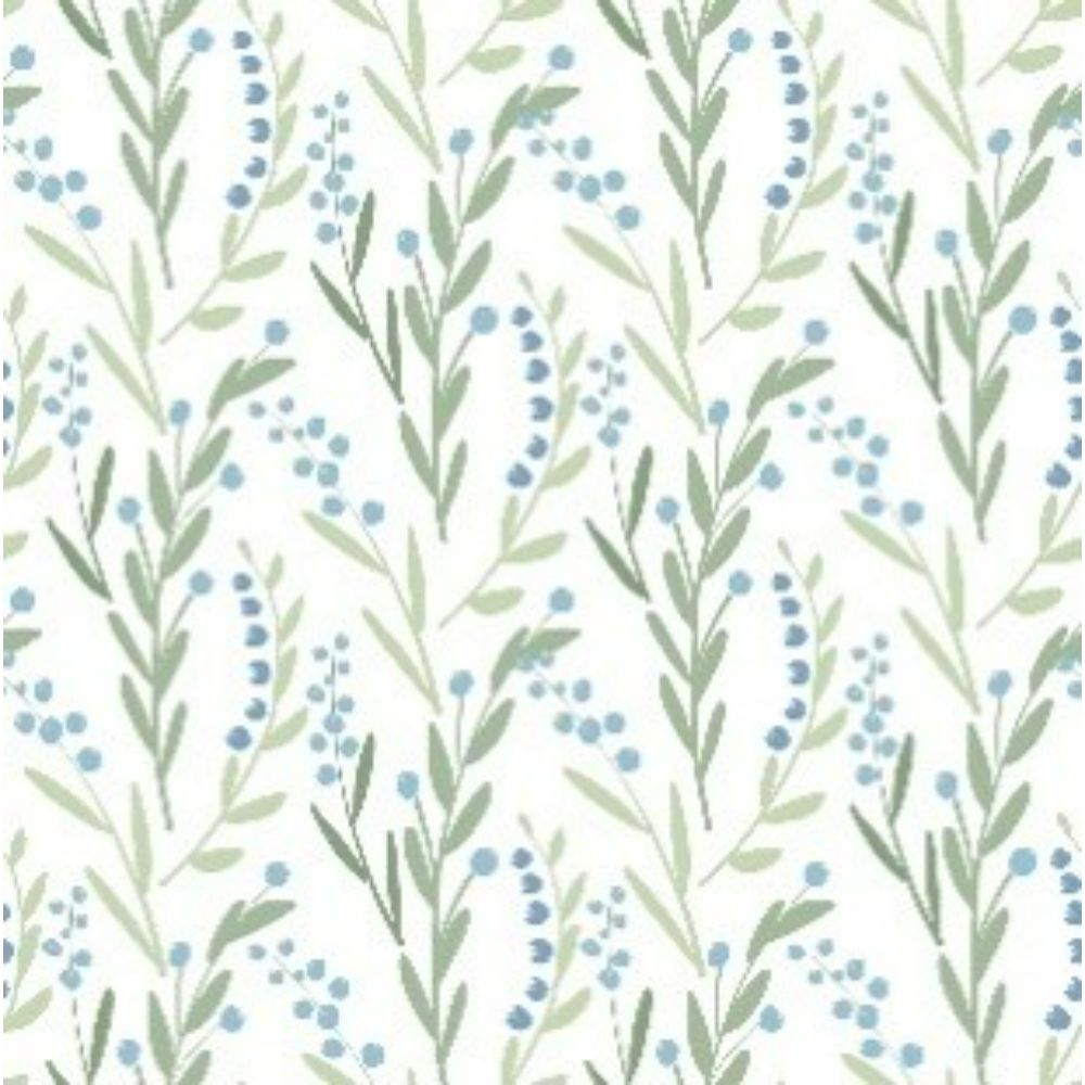RoomMates by York RMK12168PLW RoomMates Budding Branches Peel & Stick Wallpaper in Green, Blue