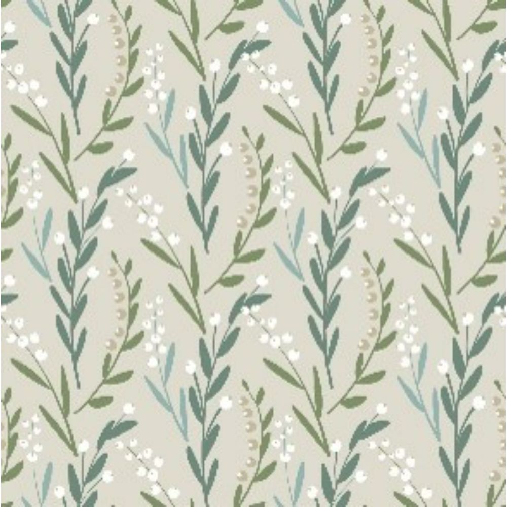 RoomMates by York RMK12169PLW RoomMates Budding Branches Peel & Stick Wallpaper in Green, White, Taupe