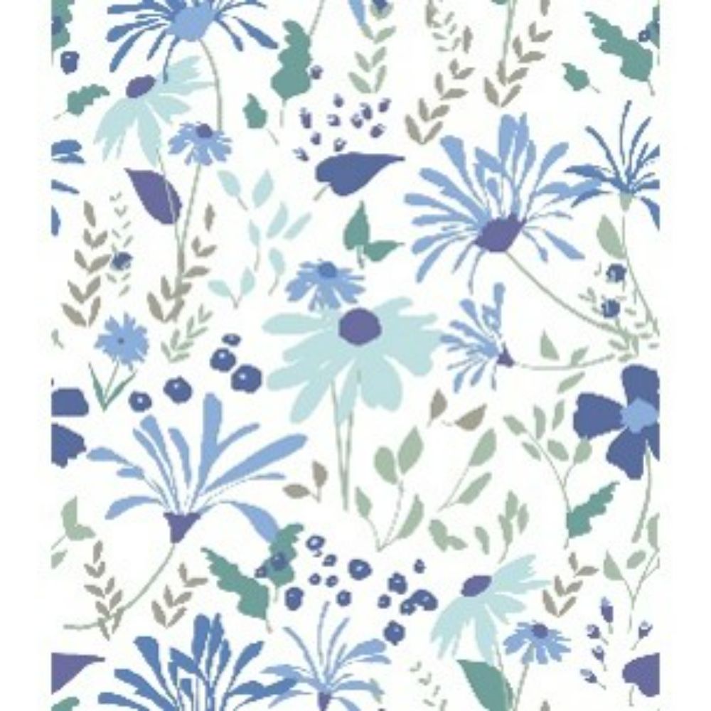 RoomMates by York RMK12175PLW RoomMates Bella Garden Peel & Stick Wallpaper in Blue, Green, Taupe