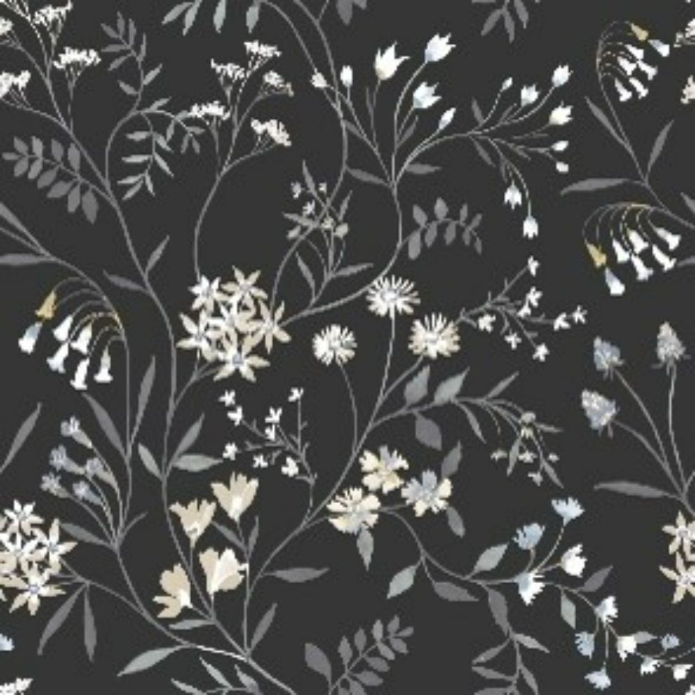 RoomMates by York RMK12179PLW RoomMates Meadow Mix Peel & Stick Wallpaper in Black, White