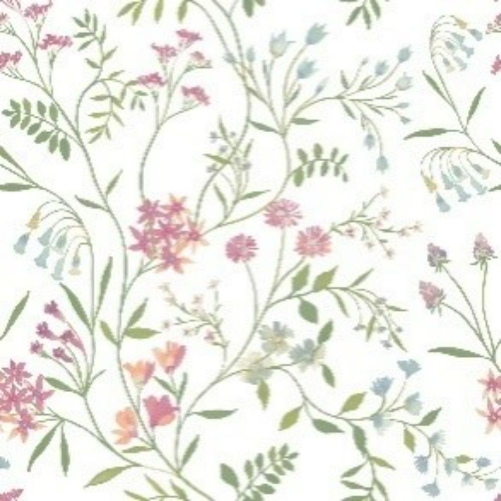 RoomMates by York RMK12181PLW RoomMates Meadow Mix Peel & Stick Wallpaper in Green, Pink