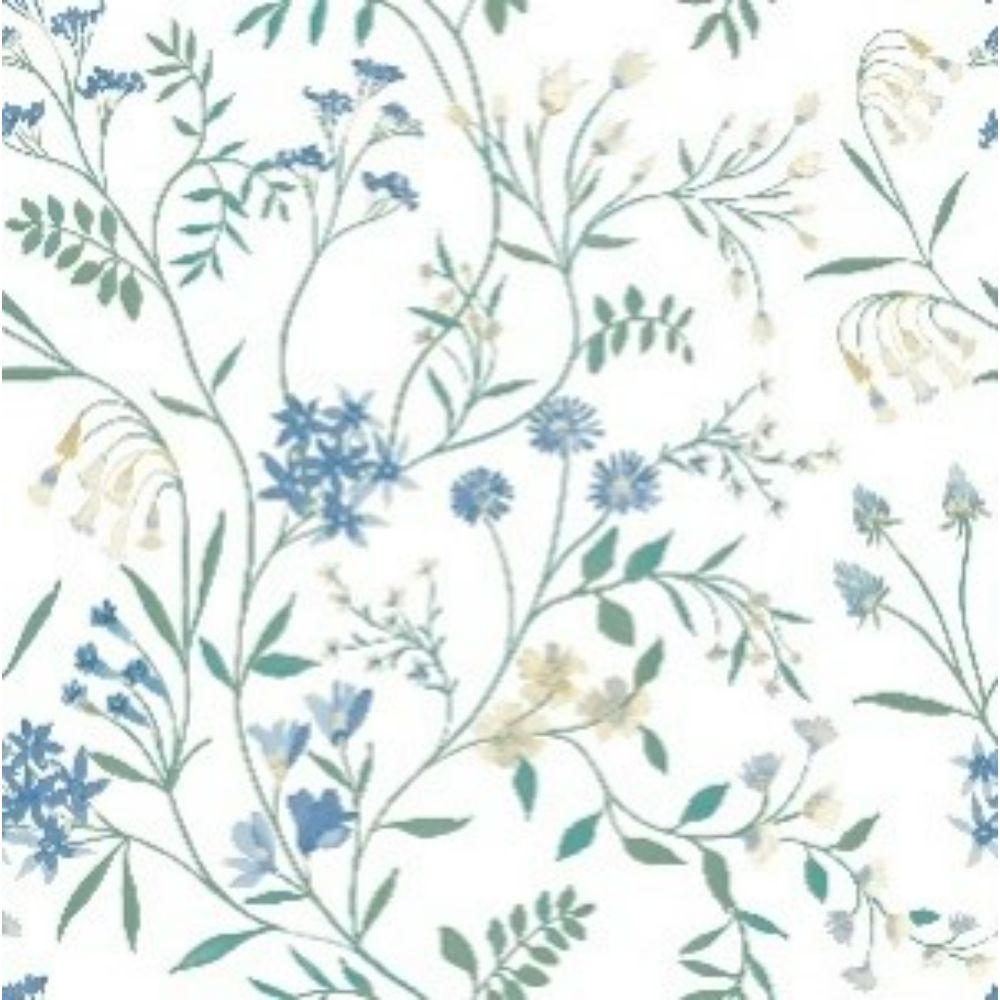 RoomMates by York RMK12182PLW RoomMates Meadow Mix Peel & Stick Wallpaper in Blue, Green