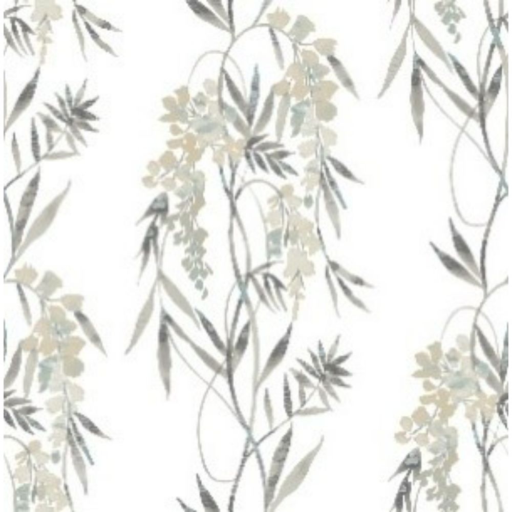 RoomMates by York RMK12183PLW RoomMates Nouveaux Wisteria Peel & Stick Wallpaper in Taupe, Grey