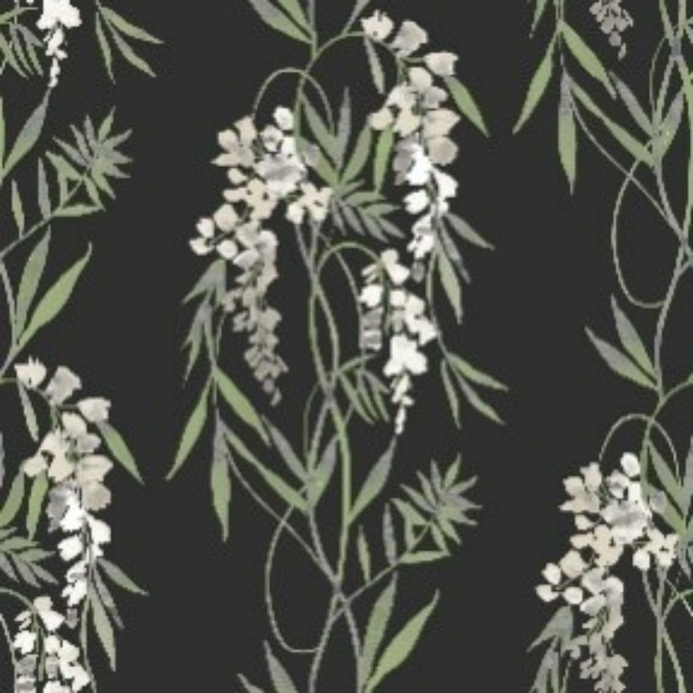 RoomMates by York RMK12184PLW RoomMates Nouveaux Wisteria Peel & Stick Wallpaper in Green, Black