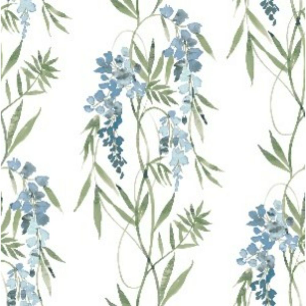 RoomMates by York RMK12185PLW RoomMates Nouveaux Wisteria Peel & Stick Wallpaper in Blue, Green