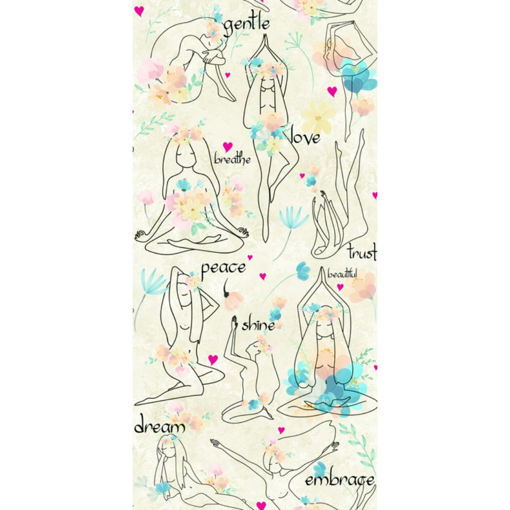RoomMates by York RMK12196RL RoomMates Yoga Goddesses Peel And Stick Wallpaper in Blue, Beige, Pink