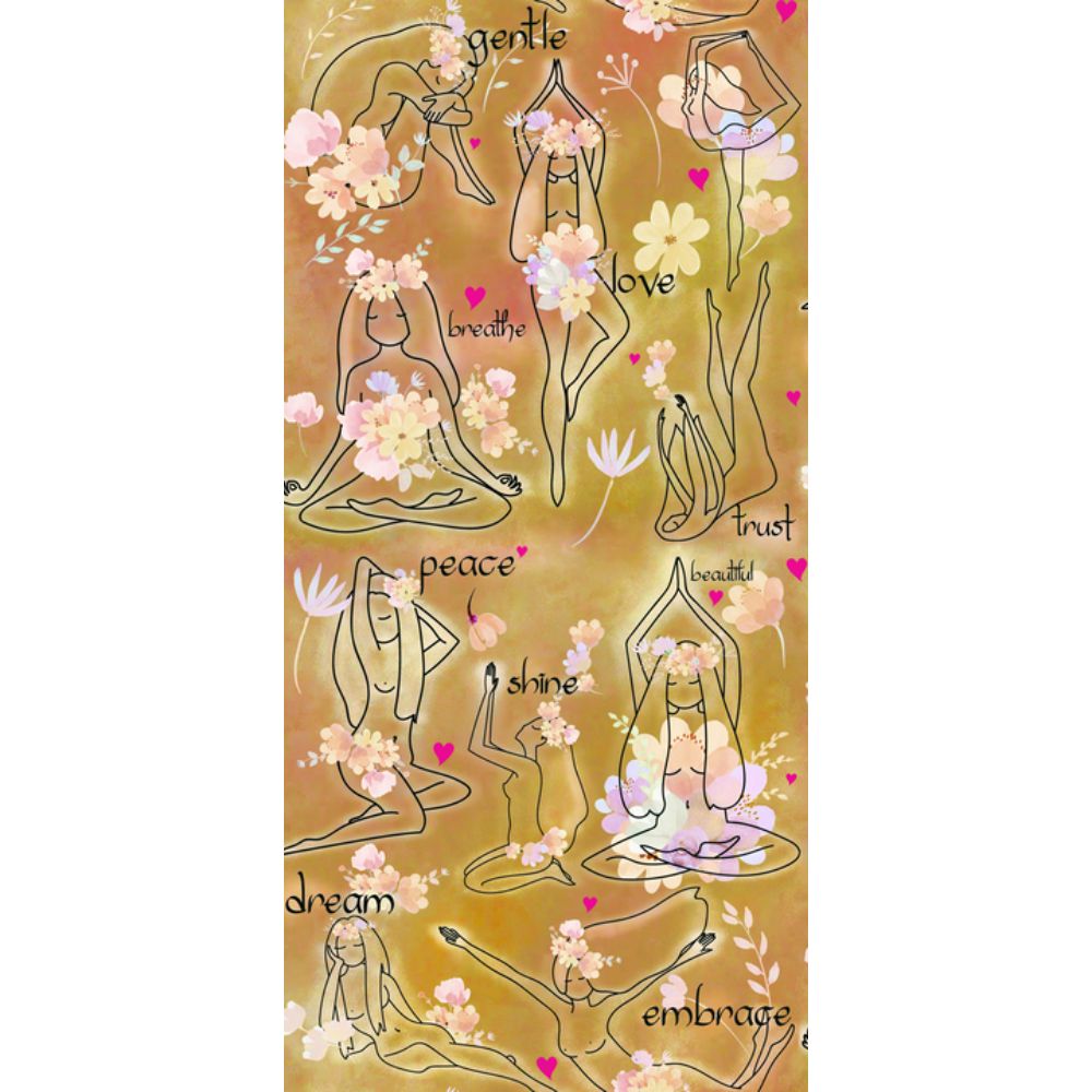 RoomMates by York RMK12197RL RoomMates Yoga Goddesses Peel And Stick Wallpaper in Brown, Pink