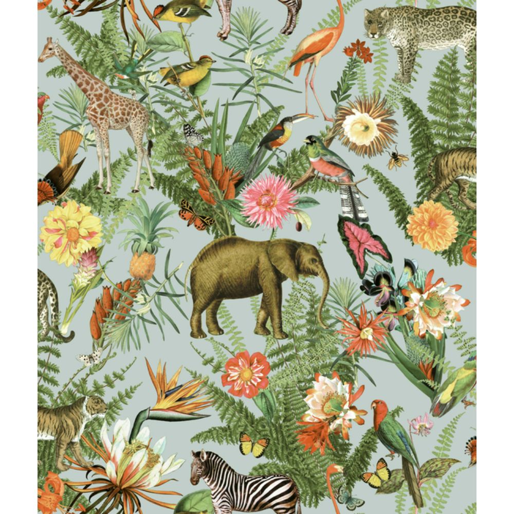 RoomMates by York RMK12202WP RoomMates Tropical Zoo Peel & Stick Wallpaper in Green