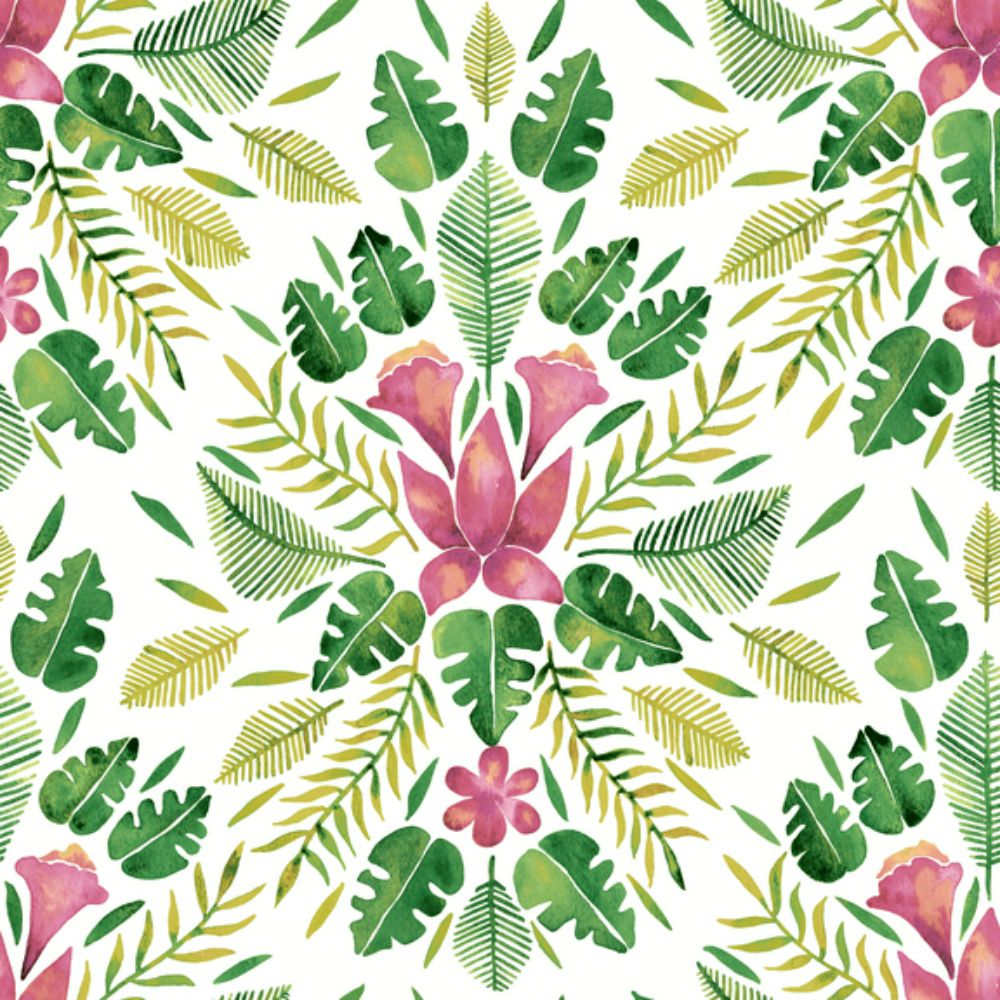 RoomMates by York RMK12204WP RoomMates Cat Coquillette Tropical Peel & Stick Wallpaper in Green, Pink
