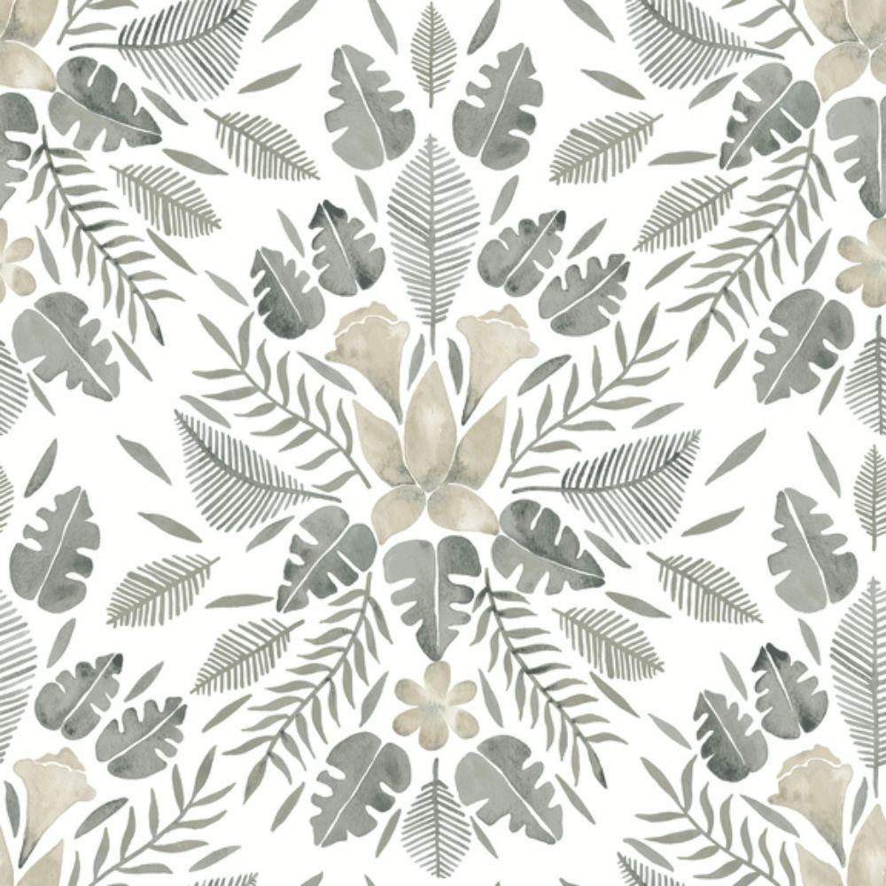 RoomMates by York RMK12205WP RoomMates Cat Coquillette Tropical Peel & Stick Wallpaper in Grey, Taupe