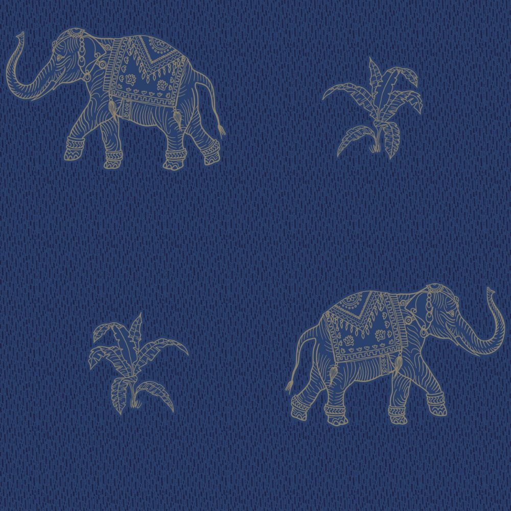 RoomMates by York RMK12263PL RoomMates Elephant Walk Peel & Stick Wallpaper in Blue, Gold