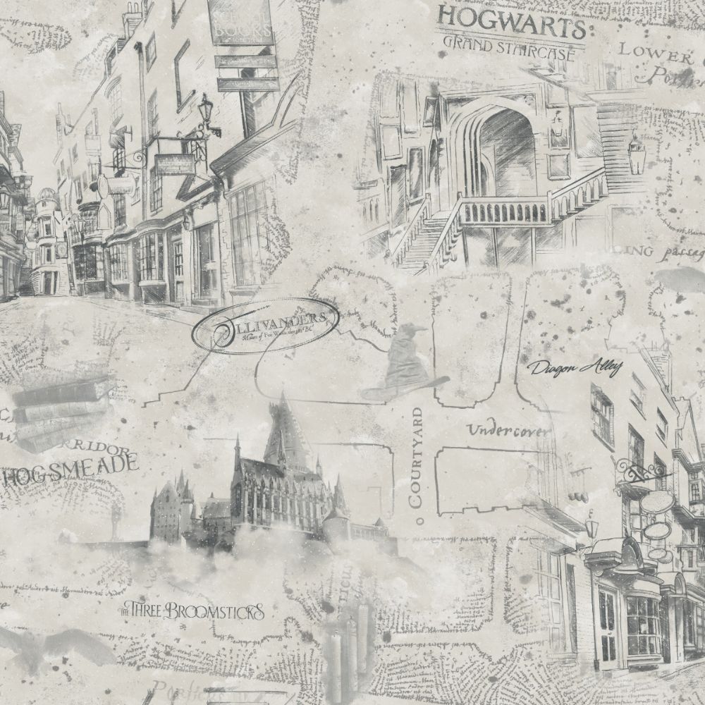 RoomMates by York RMK12354PL RoomMates Harry Potter Map Peel & Stick Wallpaper in Taupe