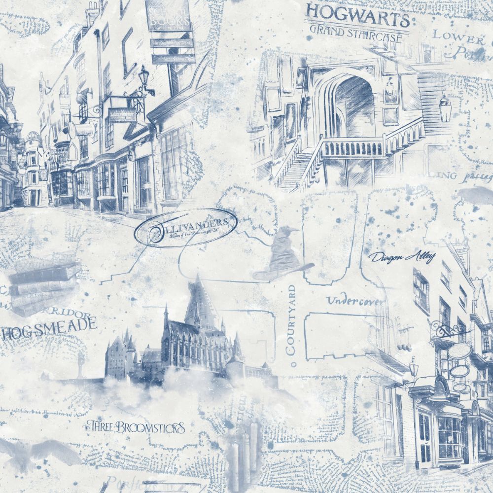 RoomMates by York RMK12355PL RoomMates Harry Potter Map Peel & Stick Wallpaper in Blue