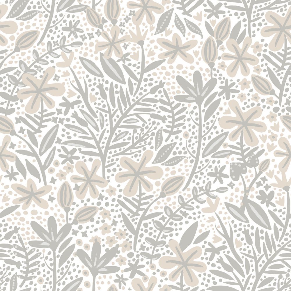 RoomMates by York RMK12384PLW RoomMates Cat Coquillette Porcelain Garden Peel & Stick Wallpaper in Taupe, Grey