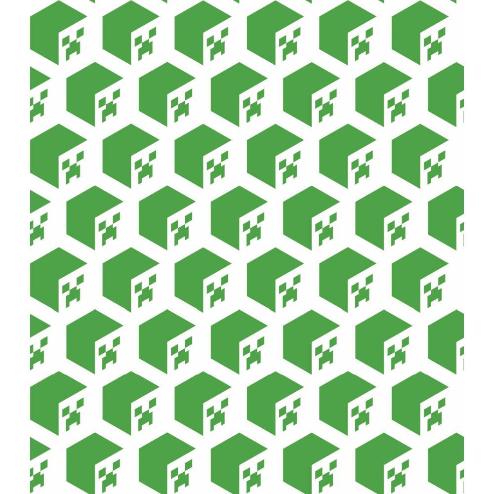 RoomMates by York RMK12395RL RoomMates Minecraft Creeper Face Peel & Stick Wallpaper in Green, White