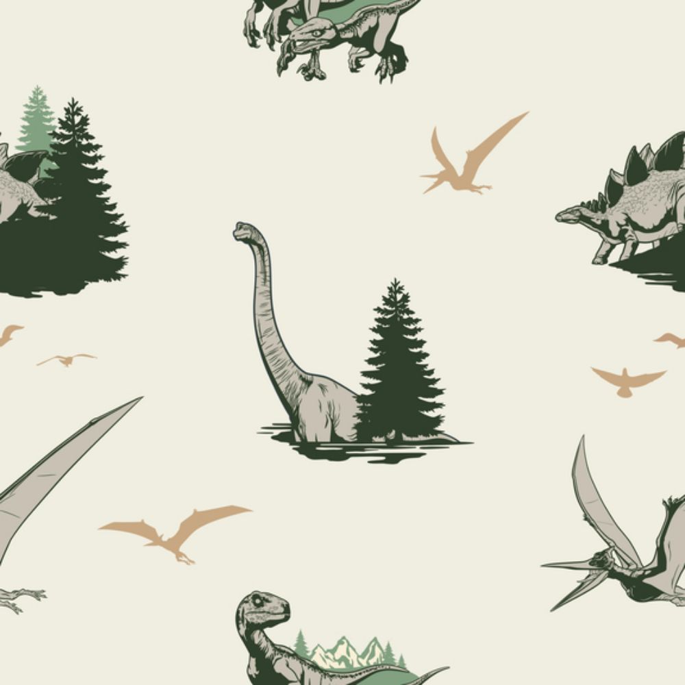 RoomMates by York RMK12447RL RoomMates Jurassic World: Dominion Vintage Dinosaurs Peel And Stick Wallpaper in Green
