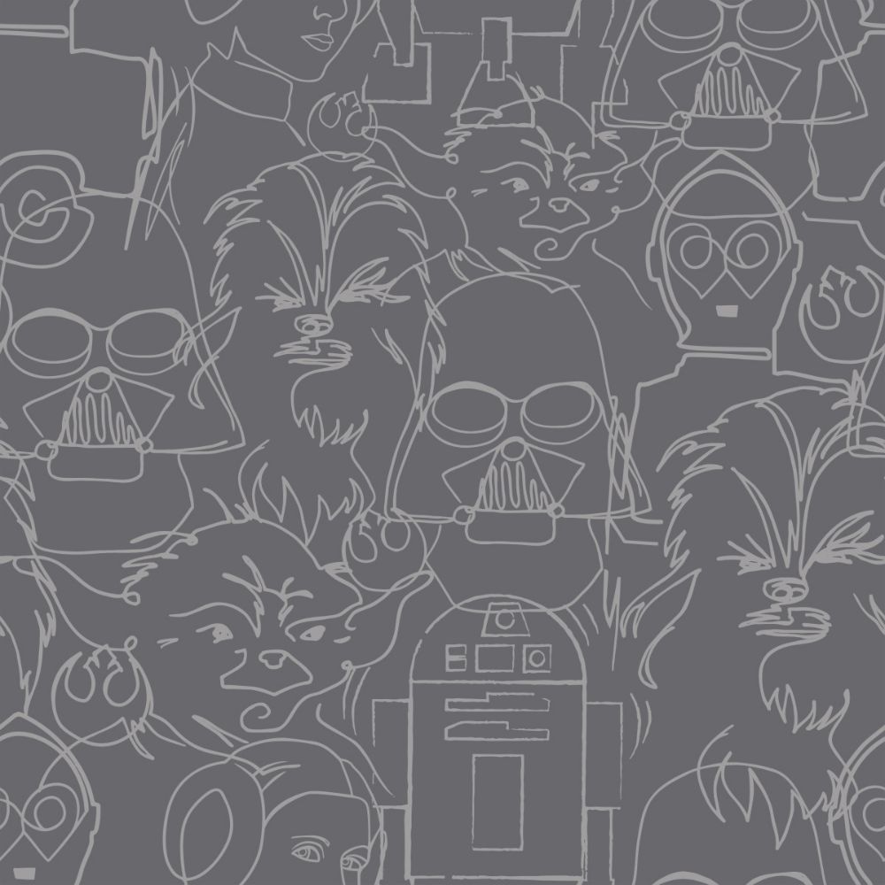 RoomMates by York RMK12453PL RoomMates Star Wars Saga Line Sketches Peel And Stick Wallpaper in Grey