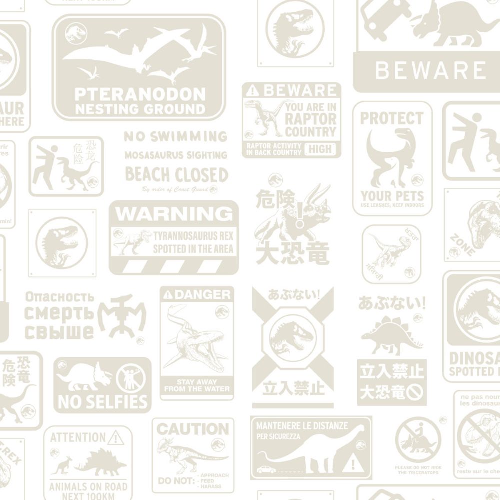 RoomMates by York RMK12461RL RoomMates Jurassic World: Dominion Signs Peel And Stick Wallpaper in Beige