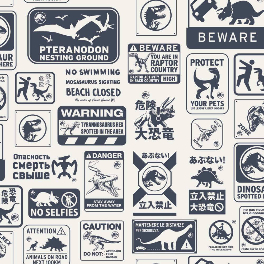 RoomMates by York RMK12462RL RoomMates Jurassic World: Dominion Signs Peel And Stick Wallpaper in Blue, Tan