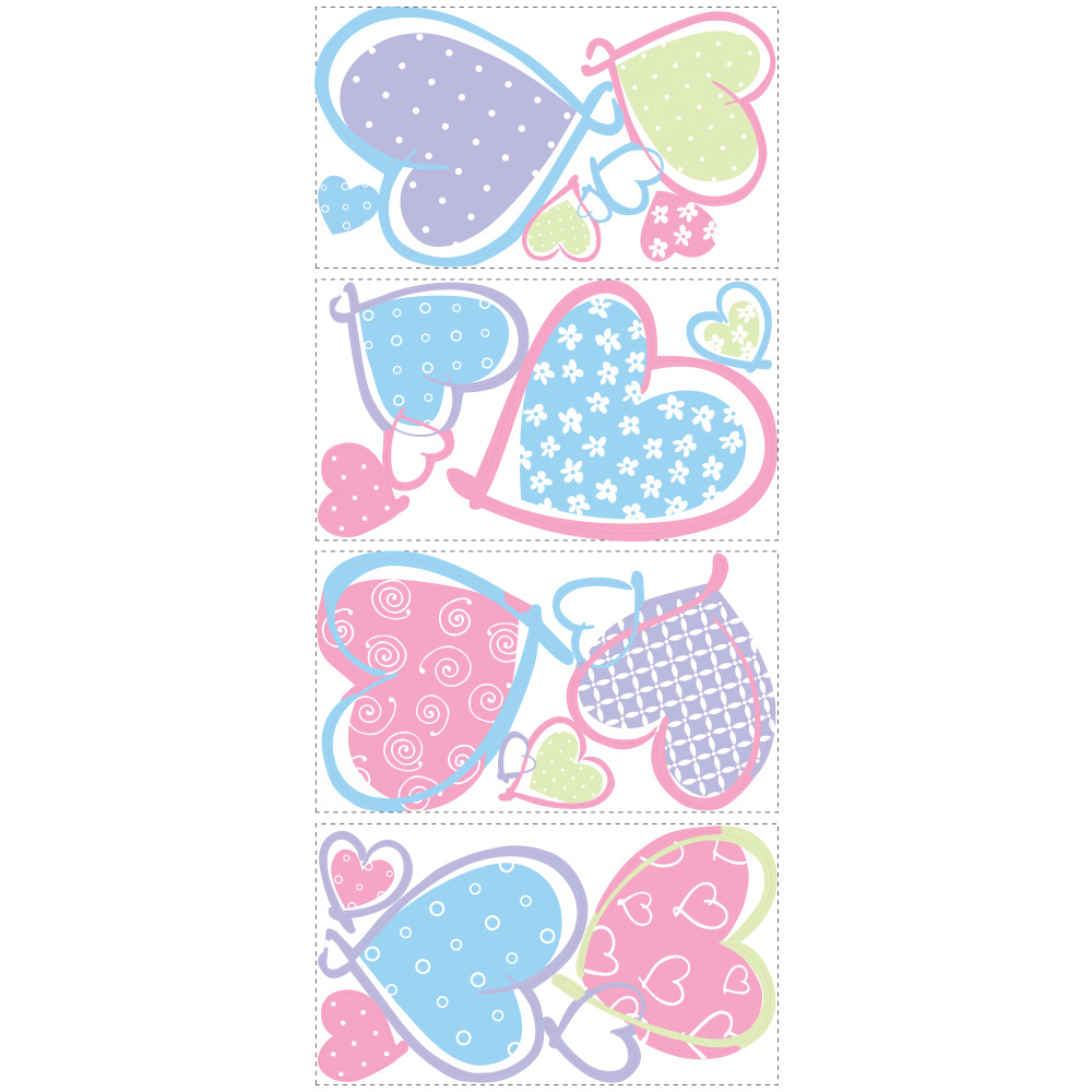 RoomMates by York RMK1434SCS Hearts Peel & Stick Wall Decals In Multi