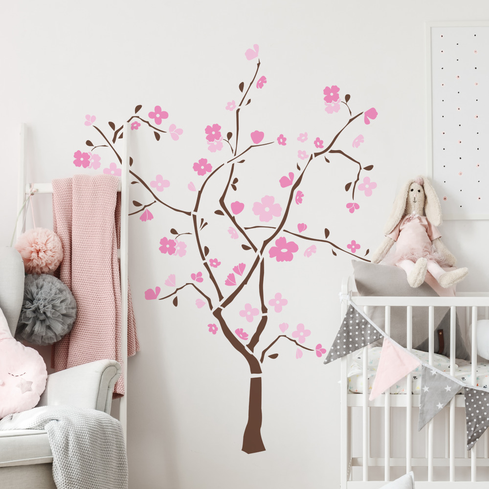 RoomMates by York RMK1555GM Spring Blossom Peel & Stick Giant Wall Decal In Pink