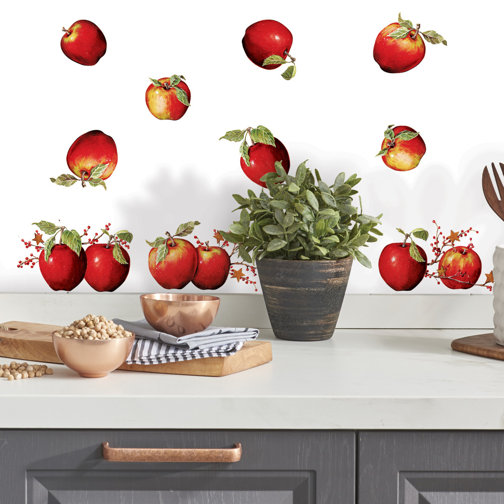 RoomMates by York RMK1570SCS Country Apples Peel & Stick Wall Decals In Red