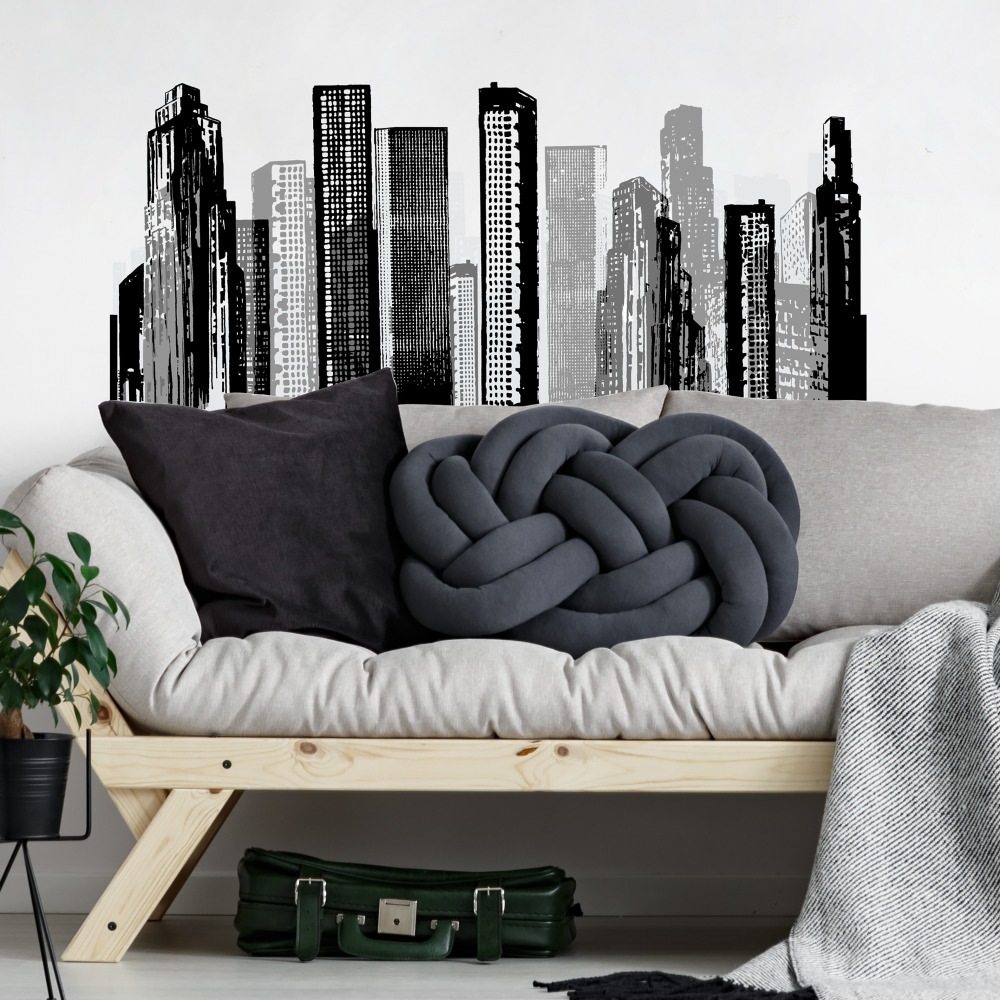 RoomMates by York RMK1602GM Cityscape Peel & Stick Giant Wall Decal In Black