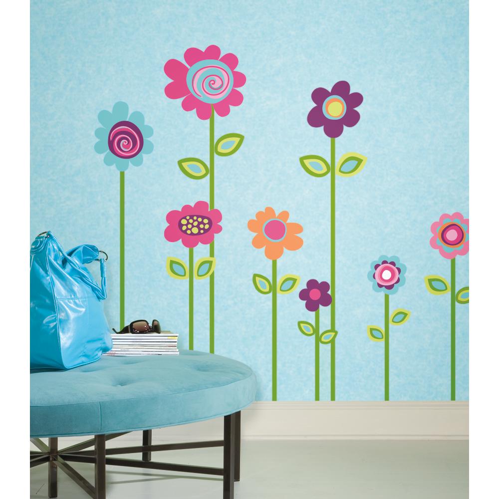RoomMates by York RMK1622GM Flower Stripe Peel & Stick Giant Wall Decal In Multi