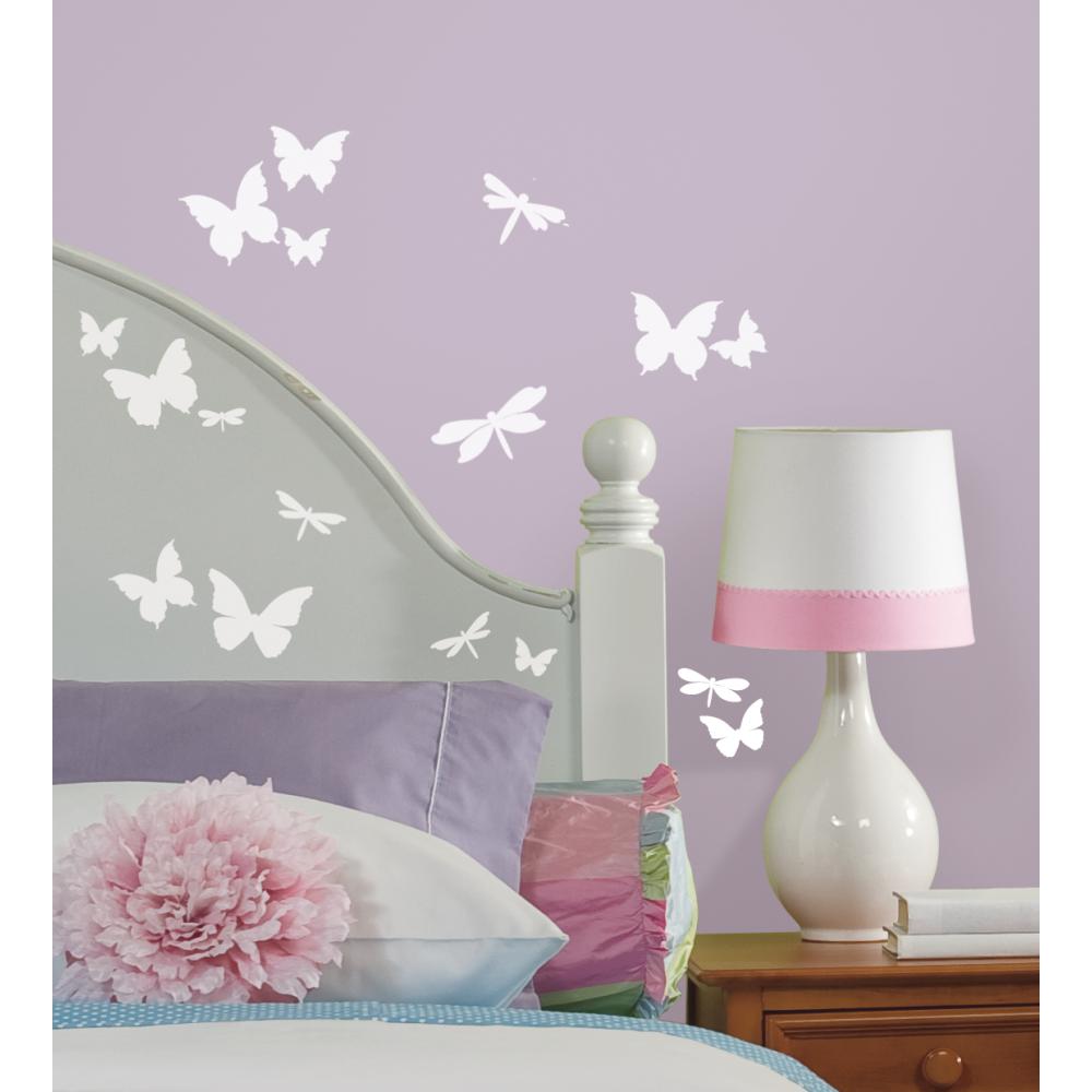 RoomMates by York RMK1706SCS Butterflies & Dragonflies Glow In The Dark Wall Decals In White