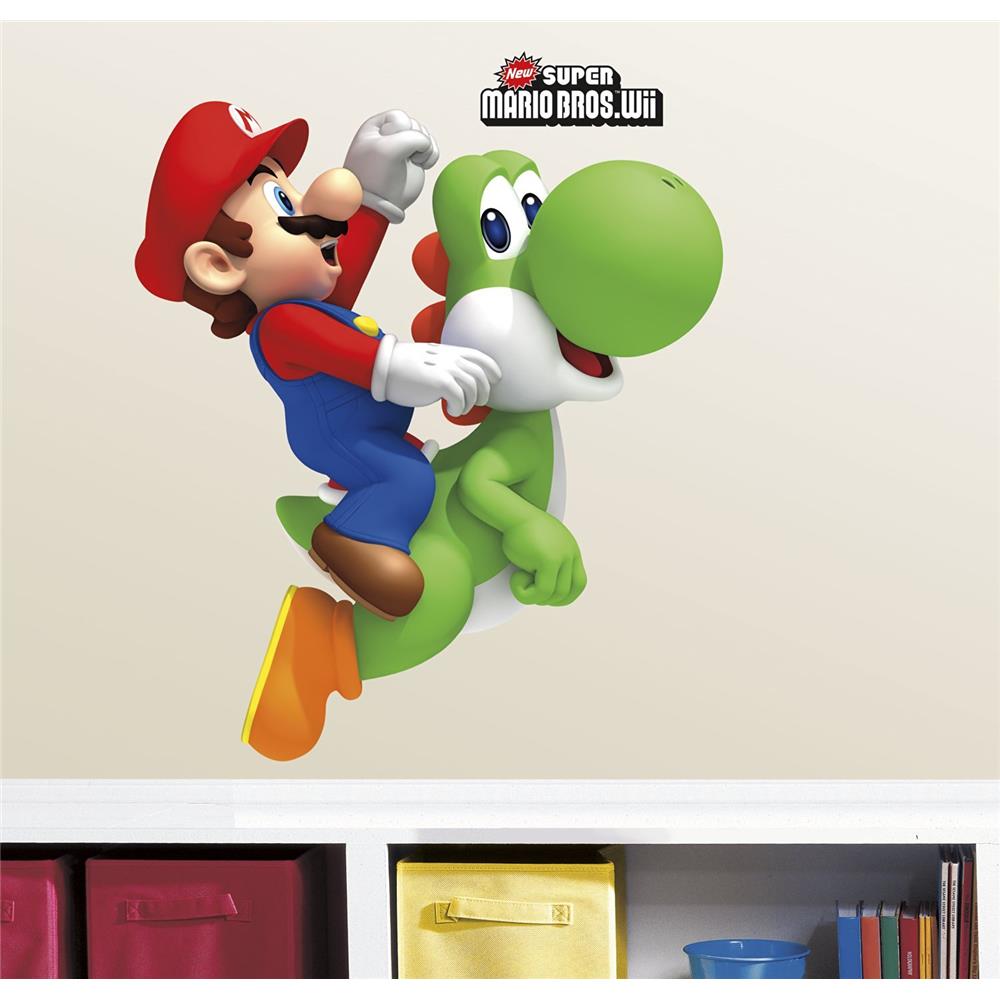 RoomMates by York RMK1918GM Yoshi/Mario Peel & Stick Giant Wall Decals In Multi