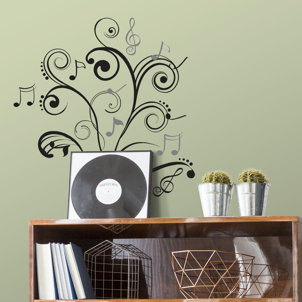 RoomMates by York RMK2083SCS Music Note Scroll Peel & Stick Wall Decals In Black