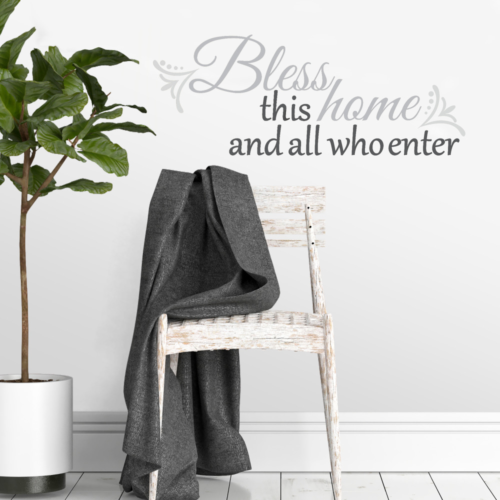 RoomMates by York RMK2179SCS Bless This Home Peel & Stick Wall Decals In Grey