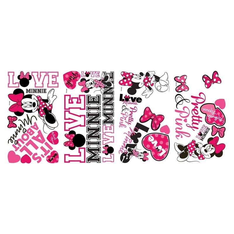 RoomMates by York RMK2180SCS Mickey & Friends - Minnie Loves Pink Peel & Stick Wall Decals In Pink