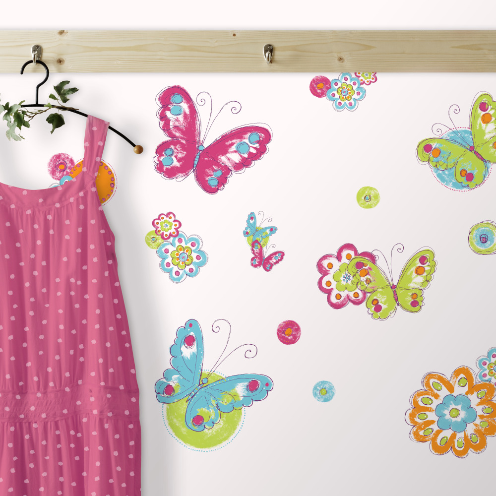 RoomMates by York RMK2325SCS Brushwork Butterfly Peel And Stick Wall Decals