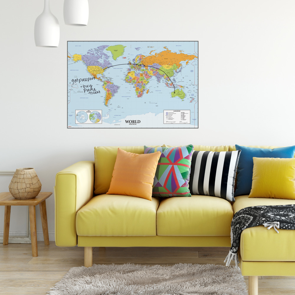 RoomMates by York RMK2362SLM World Map Dry Erase Peel And Stick Giant Wall Decals In Multi