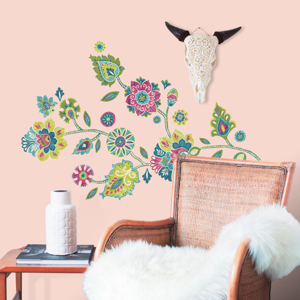 RoomMates by York RMK2468GM Boho Floral Peel And Stick Giant Wall Decals In Multi
