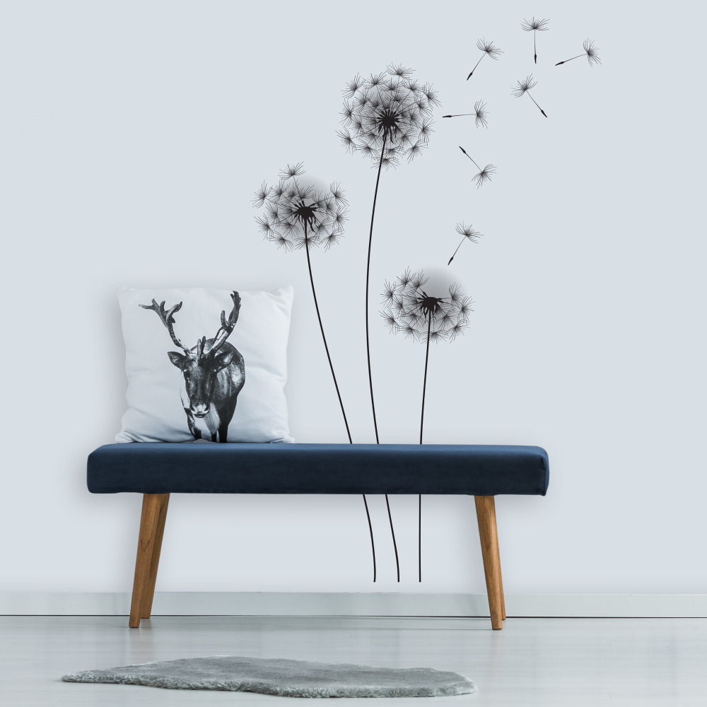 RoomMates by York RMK2606GM Whimsical Dandelion Peel And Stick Giant Wall Decals In Black