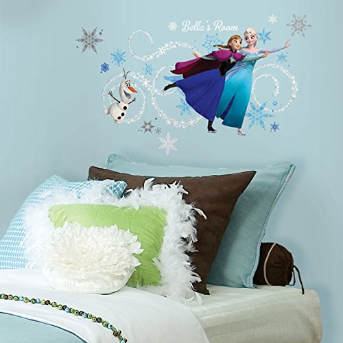 RoomMates by York RMK2738GM Frozen Custom Headboard Featuring Elsa, Anna & Olaf Peel And Stick Giant Wall Decals In Blue