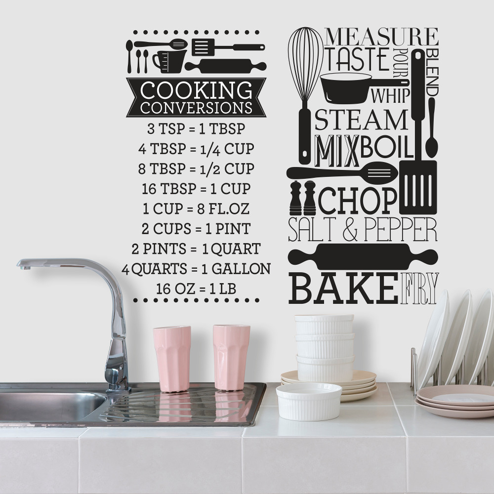 RoomMates by York RMK2745SCS Cooking Conversions Peel And Stick Wall Decals In Black