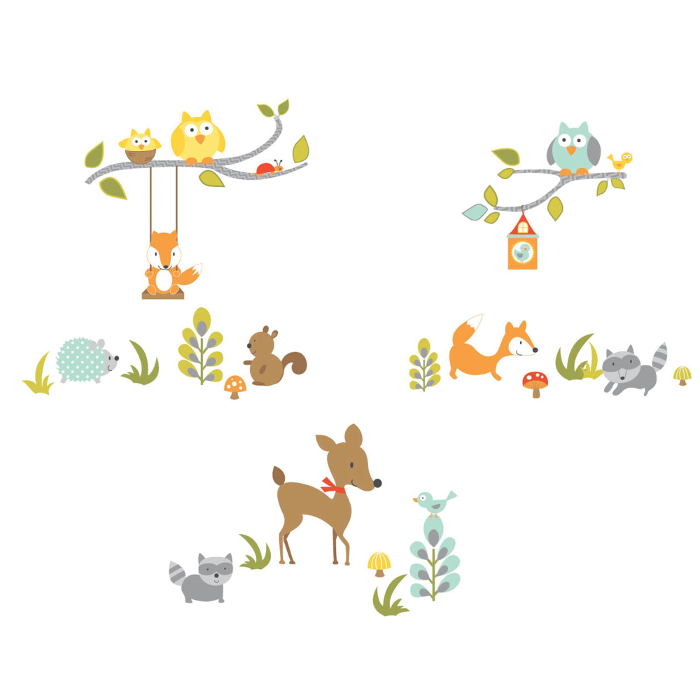 RoomMates by York RMK2768SCS Woodland Fox & Friends Peel And Stick Wall Decals