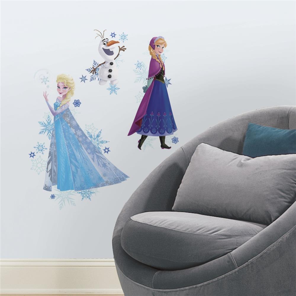 RoomMates by York RMK2771TB Frozen Anna, Elsa, And Olaf Peel And Stick Giant Wall Decals In Multi