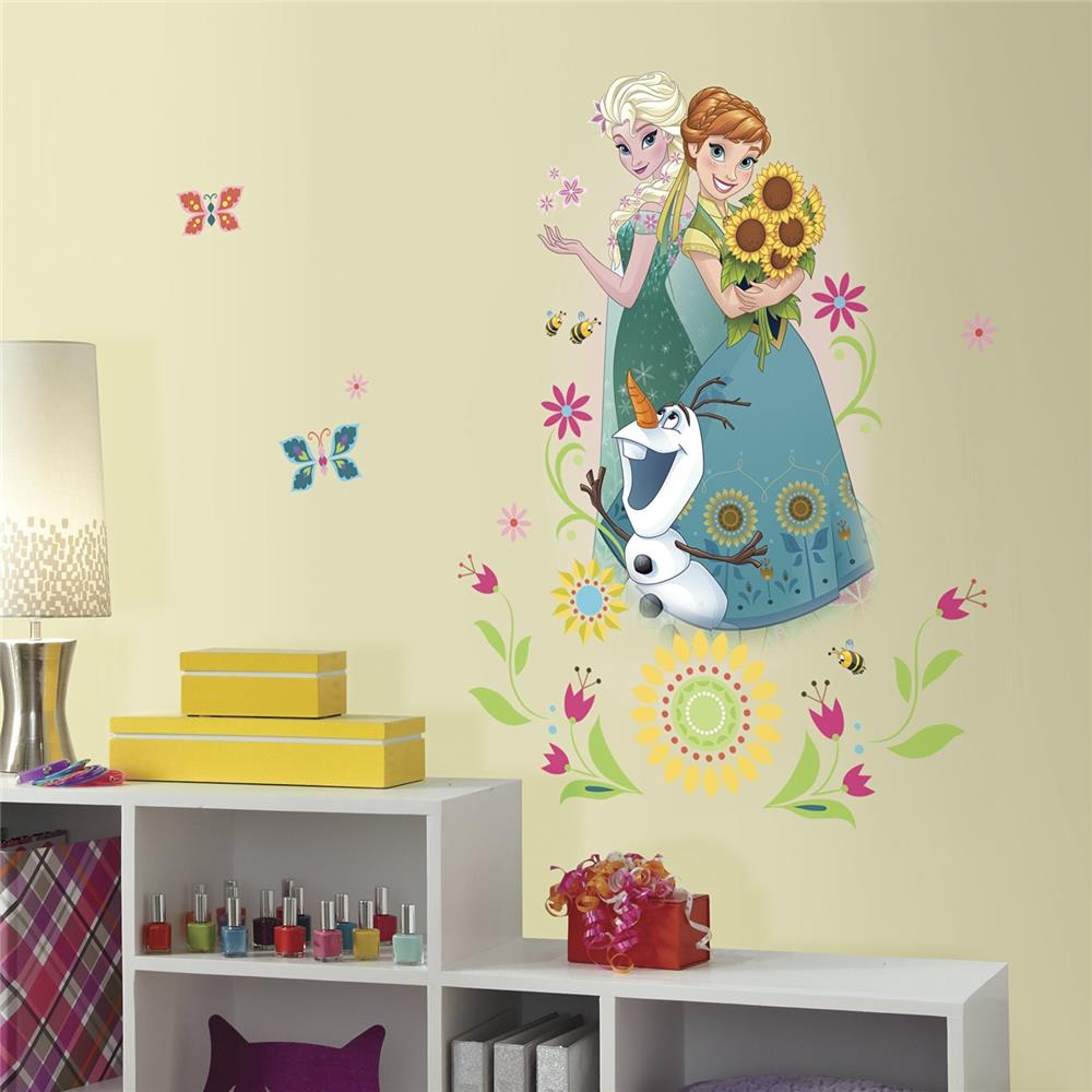 RoomMates by York RMK3018GM Disney Frozen Fever Group Peel And Stick Giant Wall Graphic In Green
