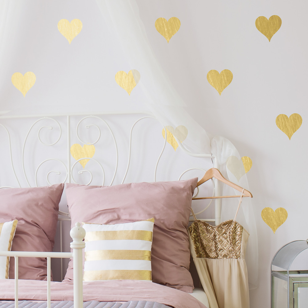 RoomMates by York RMK3074SCS Gold Heart Peel And Stick Wall Decals In Gold