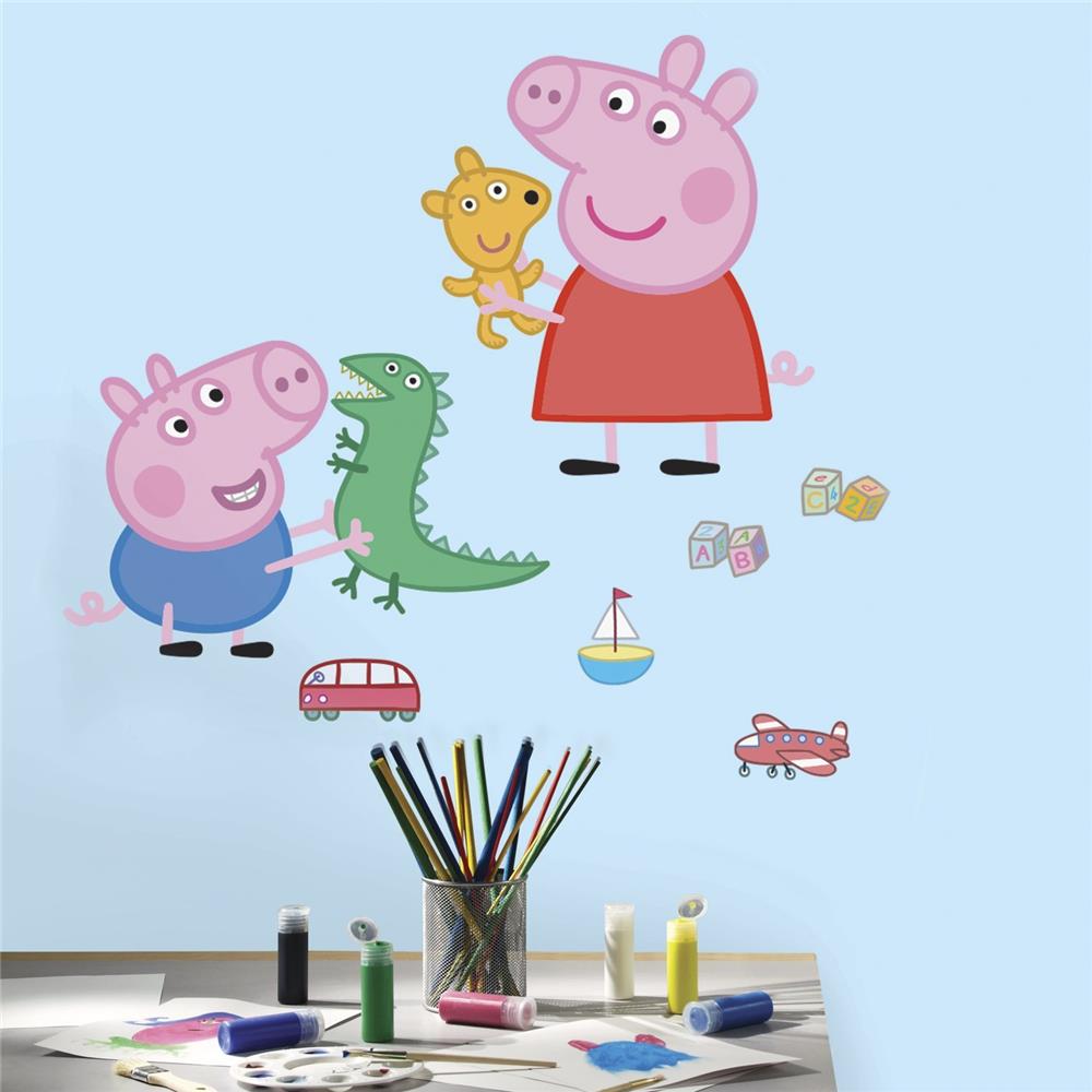 RoomMates by York RMK3185GM Peppa The Pig - Peppa/George Playtime Peel And Stick Giant Wall Decals In Multi