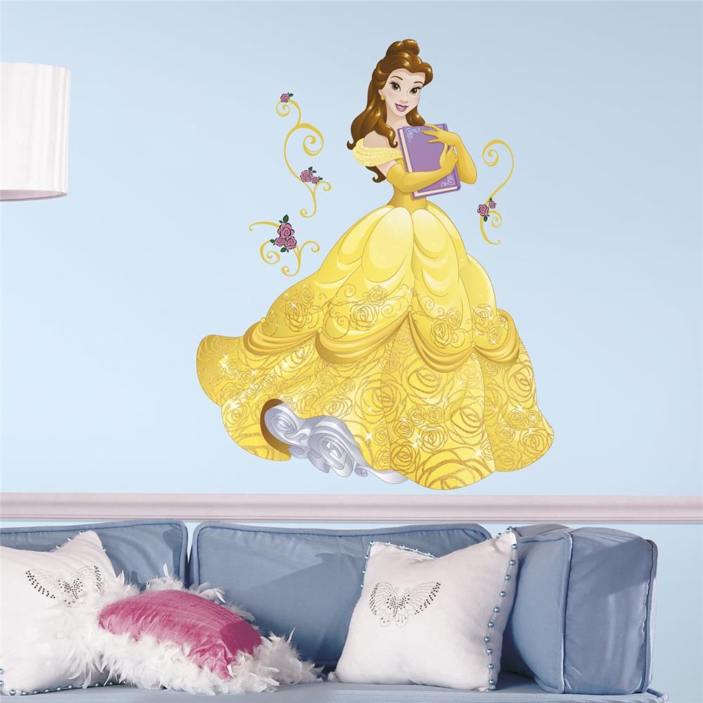 RoomMates by York RMK3206GM Disney Sparkling Belle Peel And Stick Giant Wall Decals In Yellow