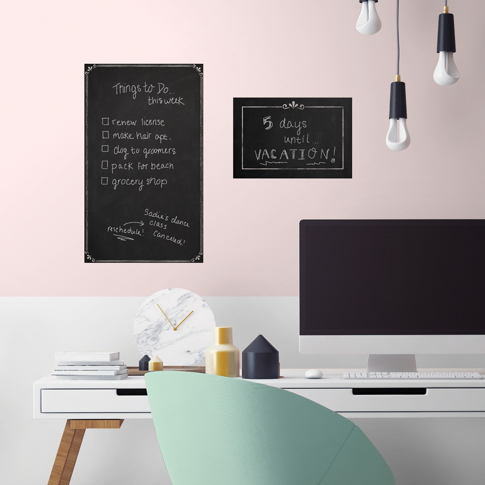 RoomMates by York RMK3317GM Rative Chalkboard Peel And Stick Giant Wall Decals In Black