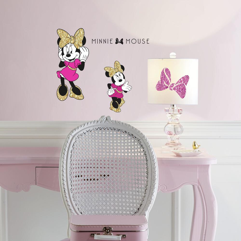 RoomMates by York RMK3580SCS Minnie Mouse Peel And Stick Wall Decals With Glitter